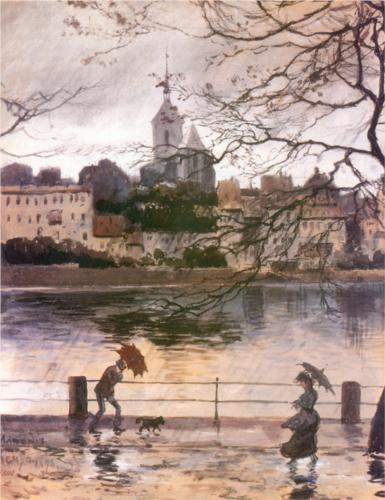 Ray Embankment in Basel in the rain by Alexandre Benois, 1896