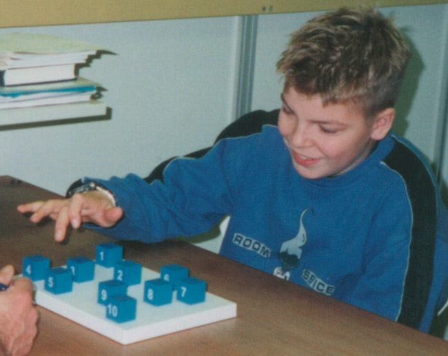 Child performing a memory test (Faroe Islands)
