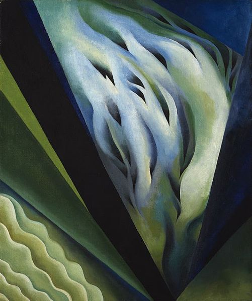 Blue and Green Music by Georgia O'Keeffe, 1921. Public domain via Wikimedia Commons.