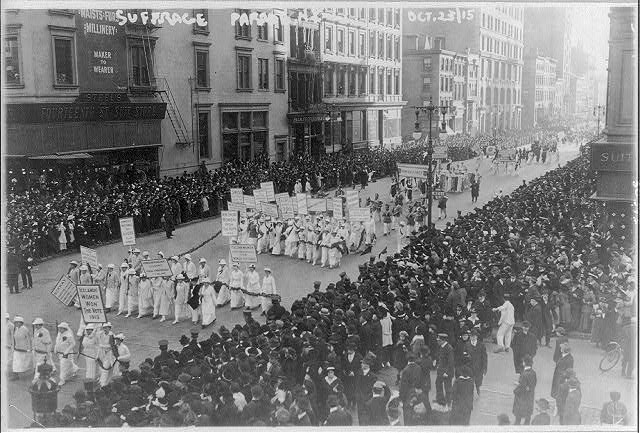Pre-election parade for suffrage in NYC, Oct. 23, 1915