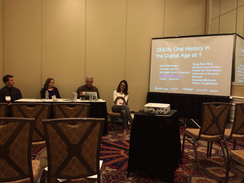 OHA Annual Meeting Session 8. 4 participants (left - right): John Yackulics, Michelle Holland, Dean Rehberger and Jennifer Abraham Cramer. Photo courtesy of Steven Sielaff.