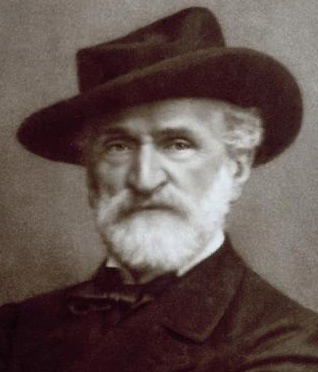 Giacomo Brogi (1822-1881), Portrait of Giuseppe Verdi (cropped). Work in the public domain, via Wikimedia Commons.