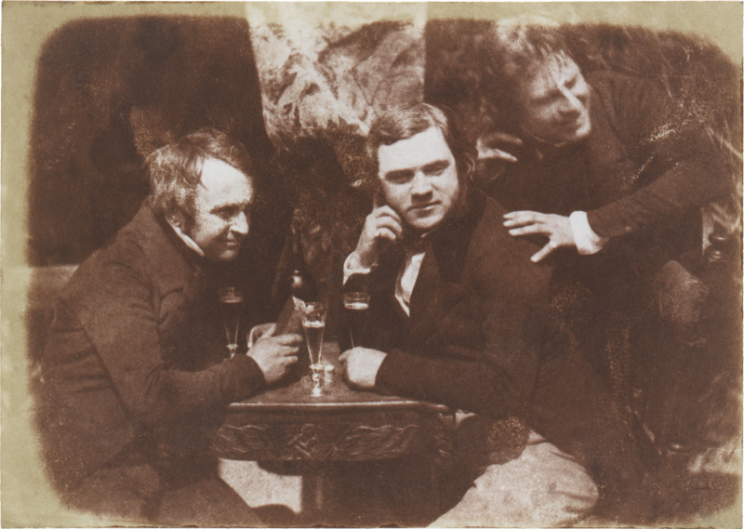 Perhaps the first photograph of men drinking beer, circa 1844 in Scotland