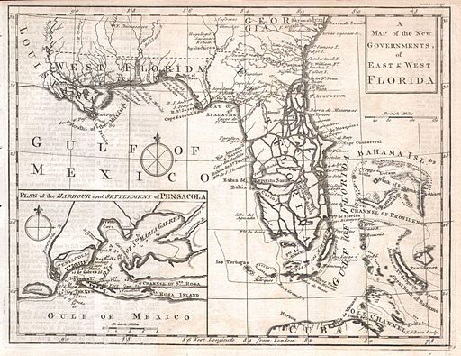 A Map of the New Governments, of East & West Florida, 1763.