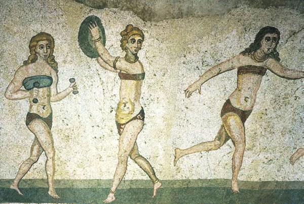 Atalanta, mosaic, 3rd or 4th century. Scala / Art Resource, NY