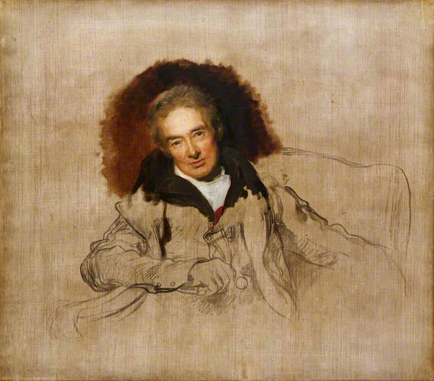 Unfinished portrait of the MP and abolitionist William Wilberforce by the English artist Thomas Lawrence, dated 1828. National Portrait Gallery, London.
