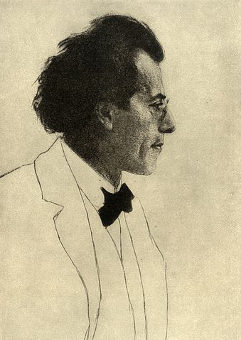 Gustav Mahler, photo of the etching by Emil Orlik (1903), in the Groves Dictionary and New Outlook (1907). Collections Walter Anton. Public domain via Wikimedia Commons