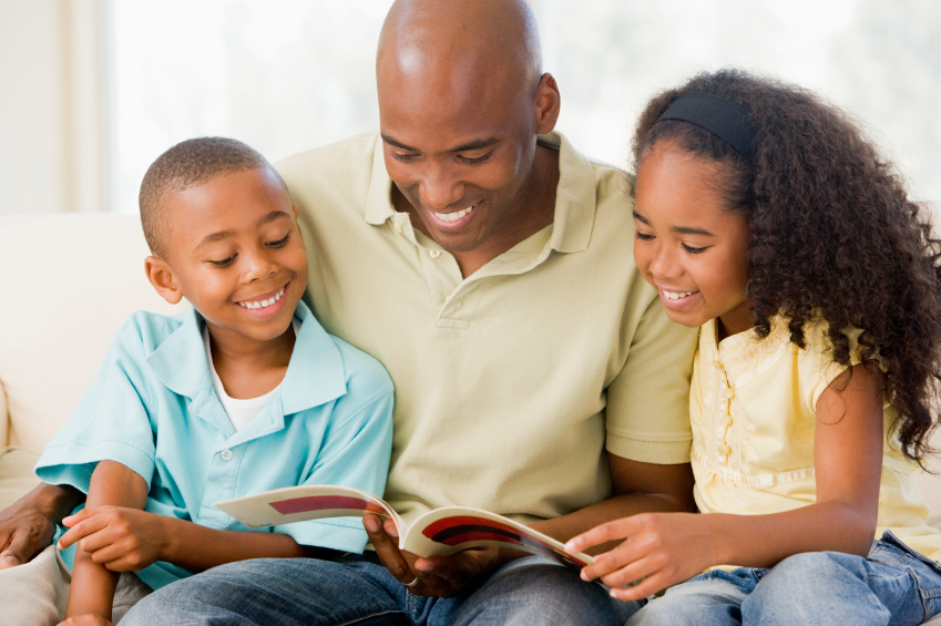 parent reading to children