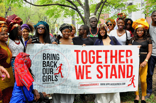 Hudreds of people gathered at Union Square in New York City on May 3 to demand the release of some 230 schoolgirls abducted by Boko Haram insurgents in Nigeria. Photo by Michael Fleshman. CC BY-NC 2.0 via fleshmanpix Flickr.