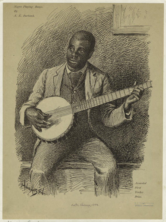Banjo player, 1894. NYPL Digital Collection. Image ID: 832330