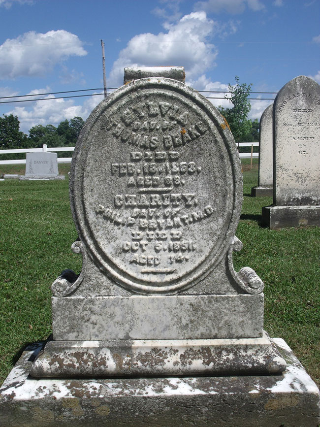 The grave of Charity Bryant and Sylvia Drake.