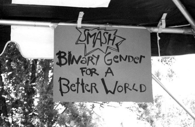 Sign from Genderblur at Twin Cities Pride 2003. Photo by Transguyjay. CC BY-NC 2.0 via Flickr. 