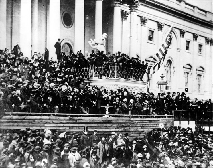 Abraham Lincoln giving his second Inaugural Address (4 March 1865)