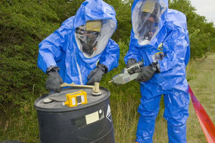 Testing suspected hazardous site for chemical and biological agents. USEPA Photo by Eric Vance