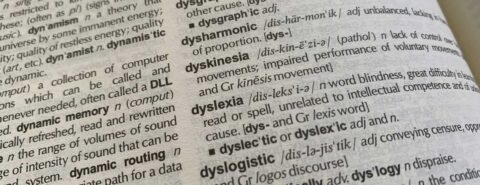 Photo of dictionary definition for "dyslexia" to illustrate the "Is it a noun or an adjective?" by Edwin Battistella on the OUP blog