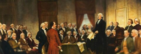 Painting by Junius Brutus Stearns depicting the signing of the U.S. Constitution, Constitutional Convention 1787