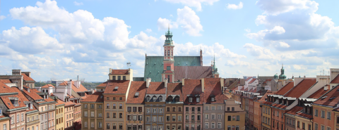 Rooftop view of historic buildings with distinctive architecture.