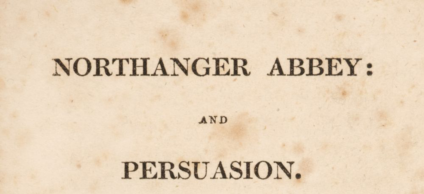 Title page of ‘Northanger Abbey and Persuasion’ by Jane Austen, with the titles printed in bold, black letters.